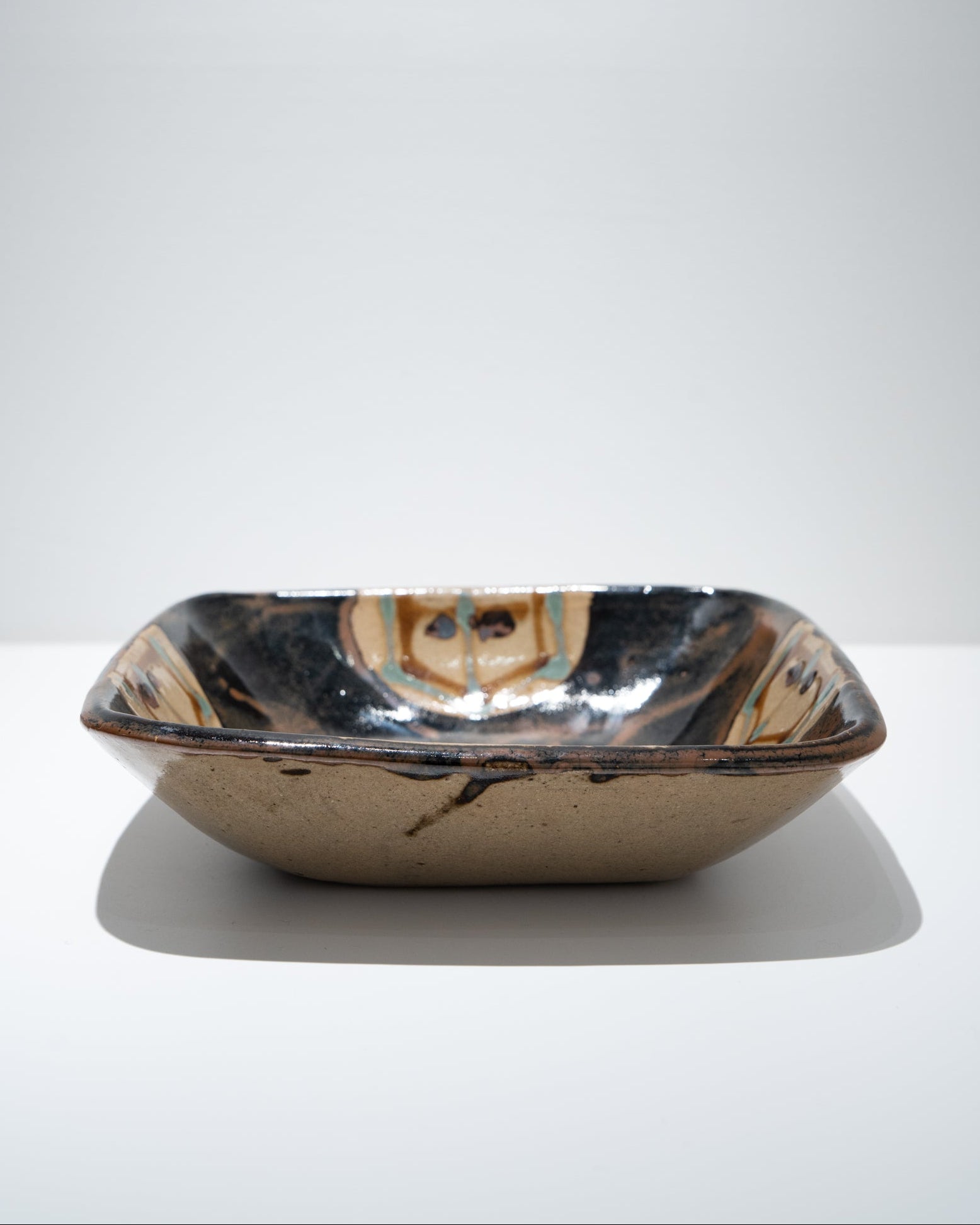 濱田庄司 赤絵丸紋角鉢