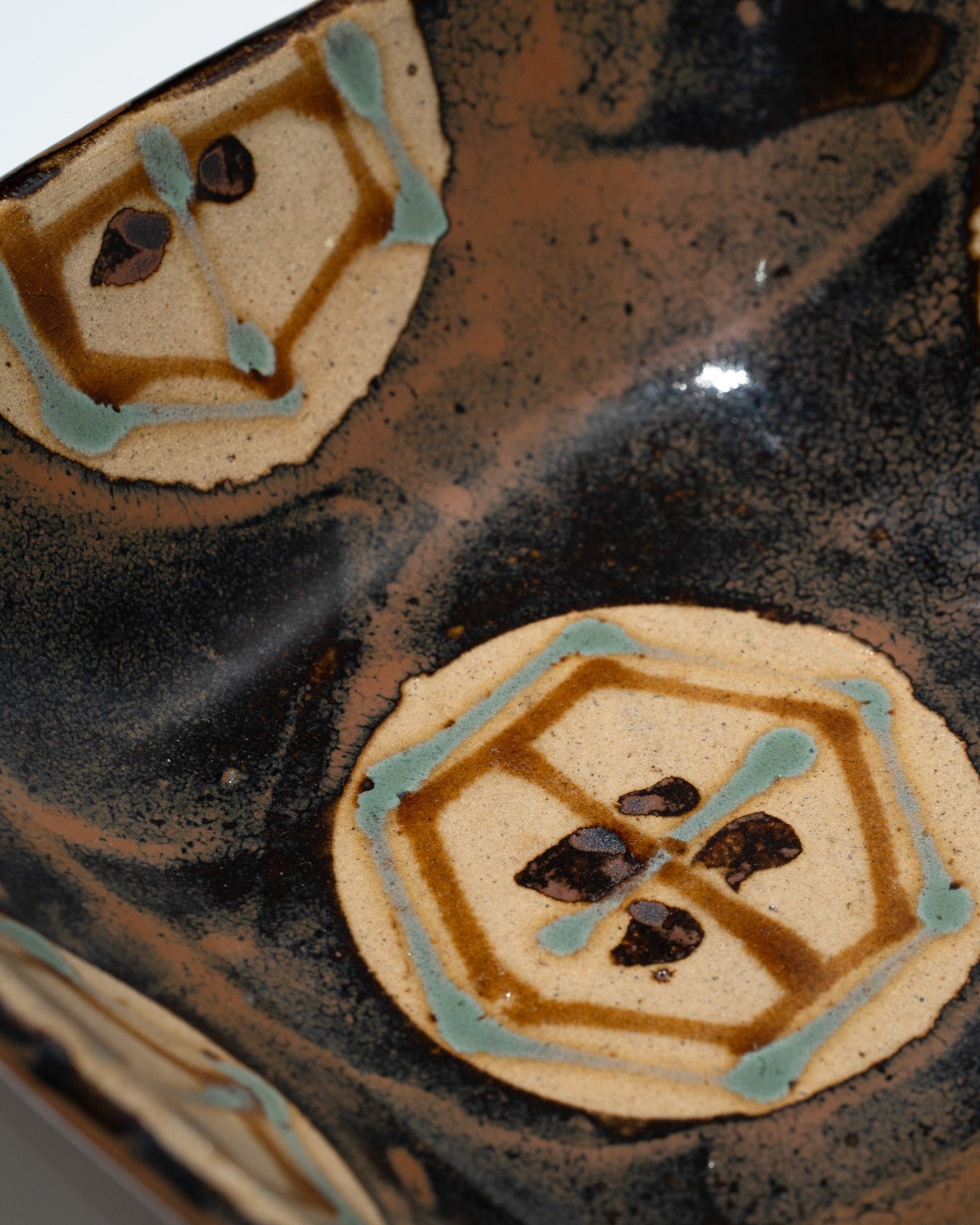 濱田庄司 赤絵丸紋角鉢